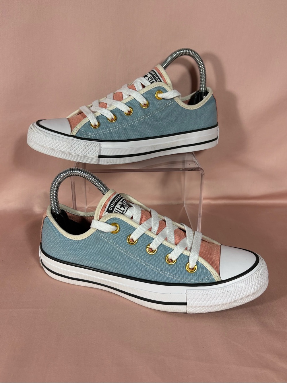 Converse CTAS Low Top Aqua Blue/Peach-Coral Unisex Canvas Sneakers SZ W's 6